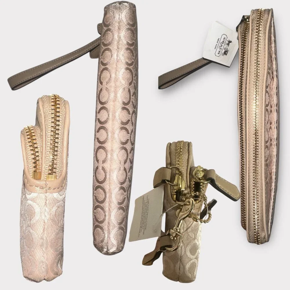 Coach Madison Double Zip Wristlet 51221 Pink Pearlescent OP Art Canvas Wallet - Picture 4 of 9